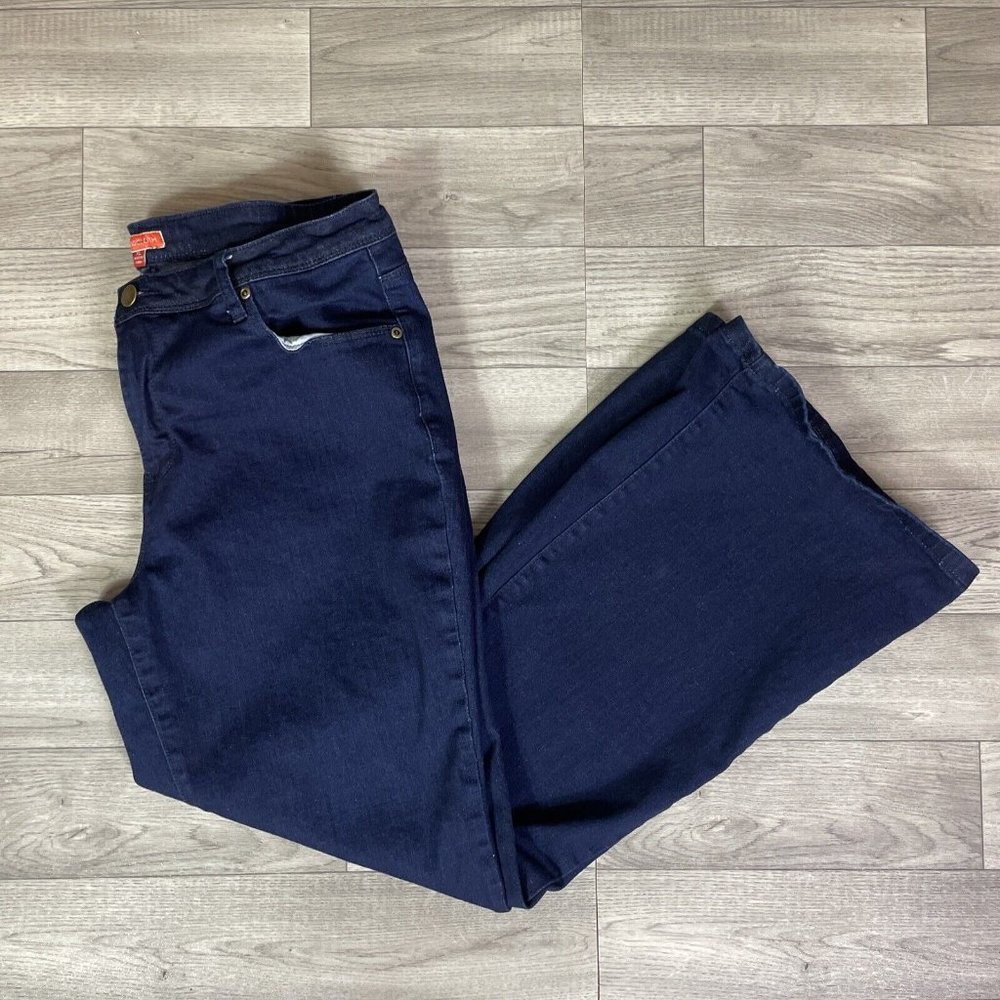 Modcloth High Rise Stretch Flare Leg Denim Jeans Dark Wash sz XL